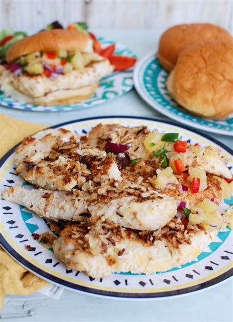 macadamia-coconut-crusted-chicken-with-pineapple-salsa image