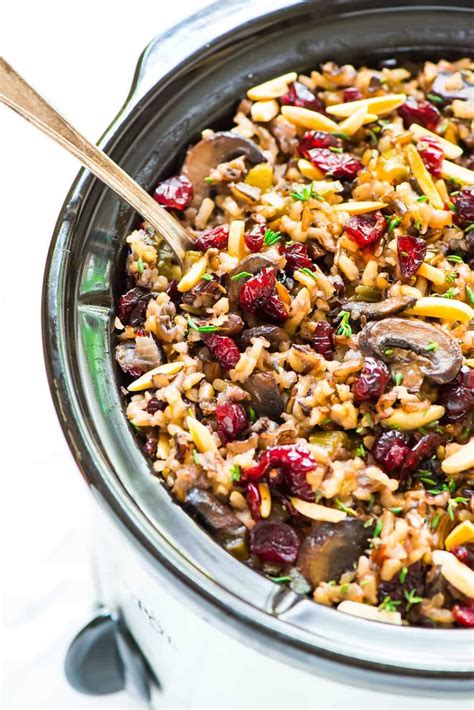 wild-rice-stuffing-with-cranberries-crockpot image