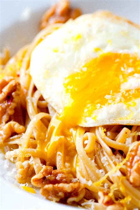 brown-butter-pasta-with-walnuts-and-fried-egg image