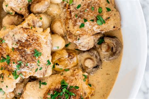 chicken-fricassee-with-mushrooms-in-white-sauce image