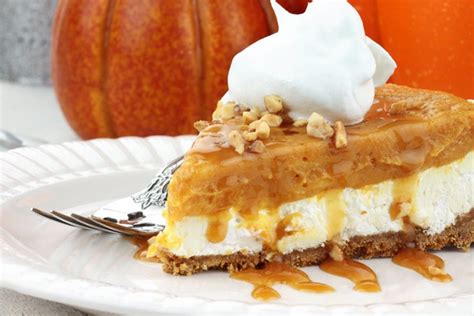 double-layer-no-bake-pumpkin-pie-homemade image