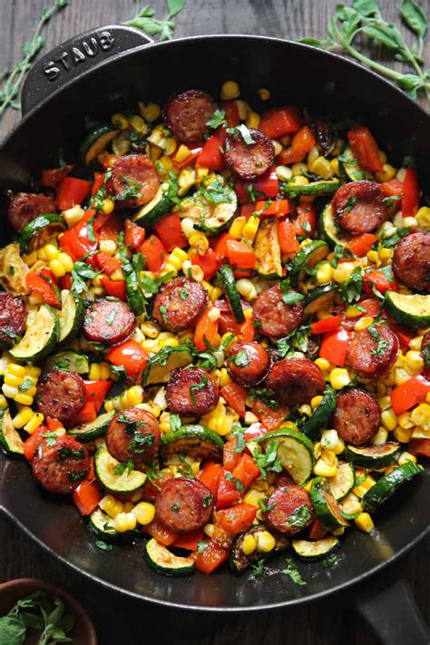 sausage-and-veggies-skillet-30-minute-one-pan-meal image