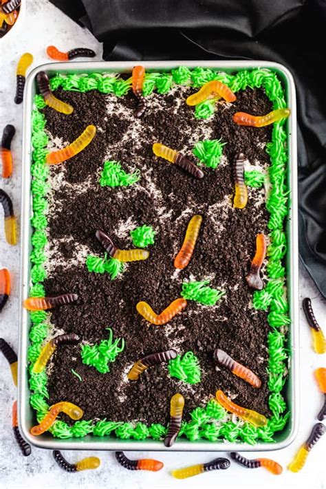 dirt-and-worms-poke-cake image