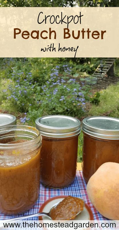 crockpot-peach-butter-with-honey-the-homestead-garden image