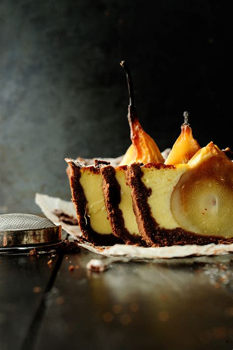 chocolate-cake-with-sunken-pears-and-mascarpone image
