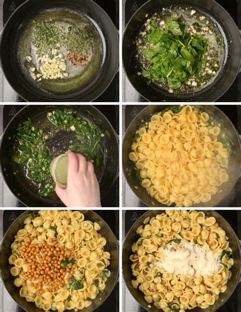 easy-roasted-chickpeas-pasta-with-spinach-skinny image