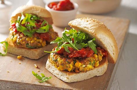 sweetcorn-and-chickpea-burgers-with-smoky-tomato image