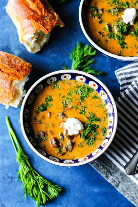 hungarian-mushroom-soup-with-fresh-dill-eating image