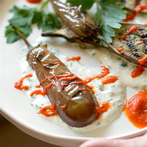 fairytale-eggplant-with-red-pepper-and-garlic-sauces image
