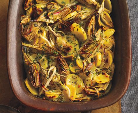 oven-braised-artichokes-with-potatoes-and-onions image
