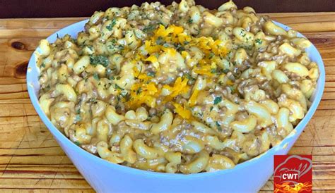meaty-macaroni-and-cheese-cooking-with image