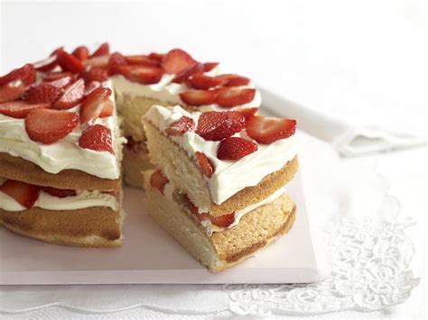 strawberry-and-cream-sponge-cake-recipe-the-spruce image