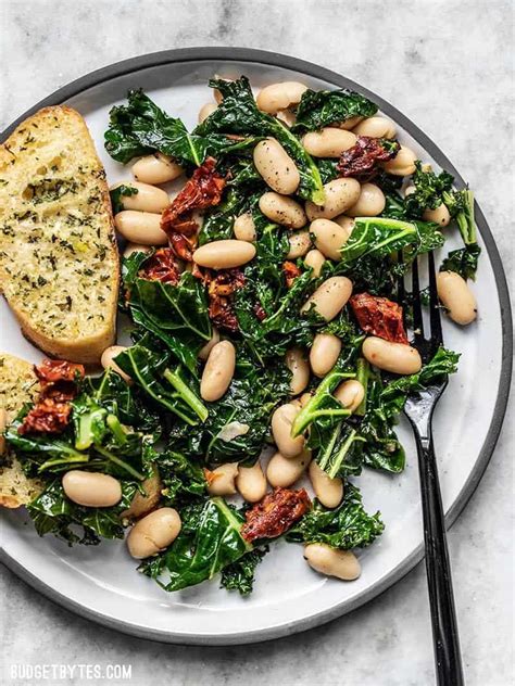 sun-dried-tomato-kale-and-white-bean-skillet-budget image