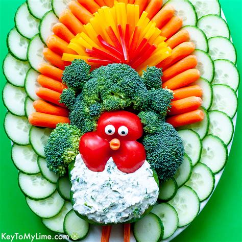 turkey-veggie-tray-with-cheese-ball-dip-key-to-my-lime image