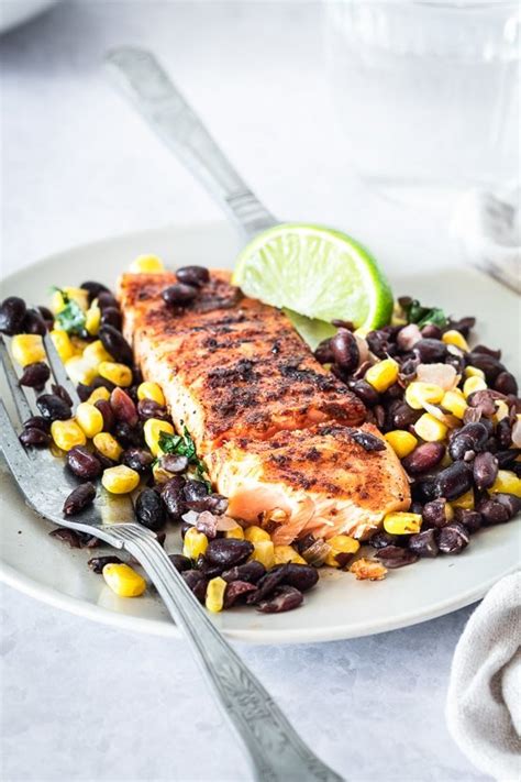 spice-rubbed-grilled-salmon-with-black-beans-and-corn image