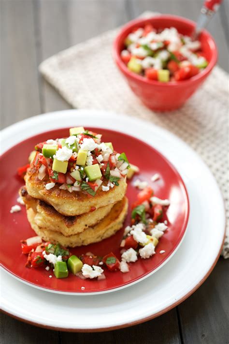 fresh-corn-cakes-with-avocado-and-goat-cheese-salsa image