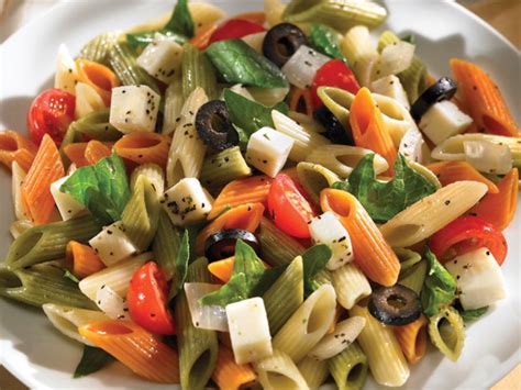 tri-color-penne-pasta-salad-with-marinated-cherry image