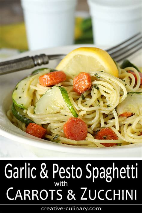garlic-pesto-pasta-with-carrots-zucchini-creative image