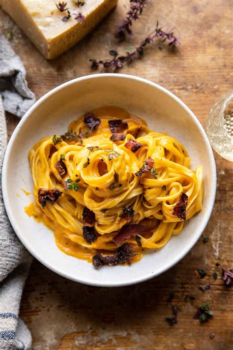 butternut-squash-pasta-carbonara-with-rosemary-bacon image