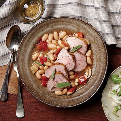 pork-tenderloin-and-cannellini-beans-recipe-myrecipes image
