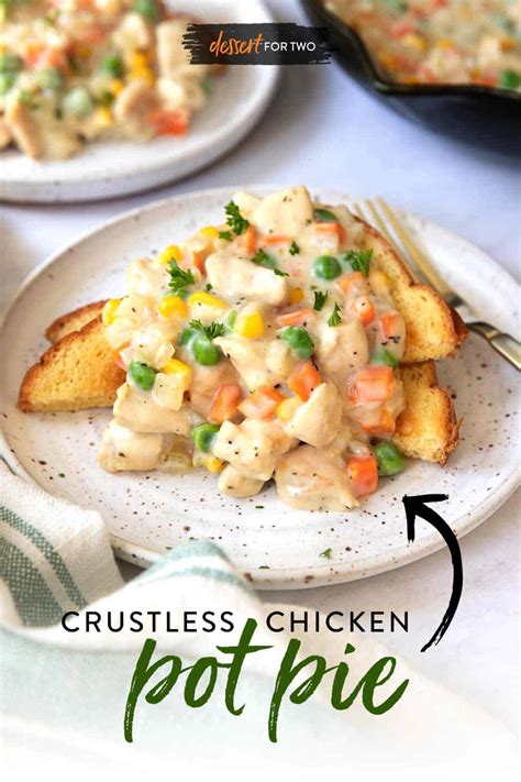 crustless-chicken-pot-pie-in-a-skillet-over-toast-dessert-for-two image