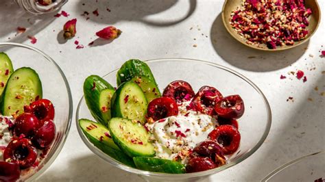 cucumbers-with-labneh-and-cherries-dining-and image