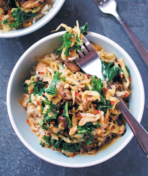recipe-for-brown-rice-with-kale-cabbage-mushrooms image