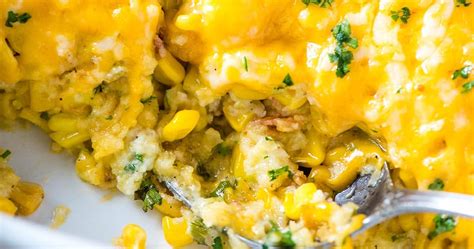 jiffy-corn-casserole-with-cream-cheese-and-bacon image