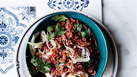 red-rice-salad-with-pecans-fennel-and-herbs image