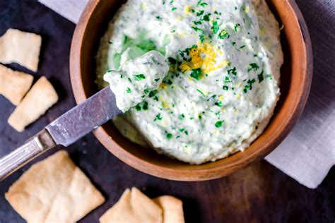 whipped-goat-cheese-with-lemon-and-herbs-plate image