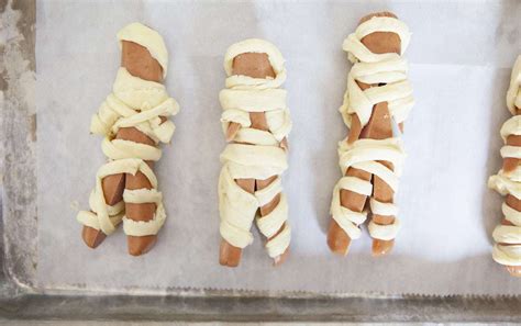 mummy-hot-dogs-made-with-crescent-rolls-halloween image