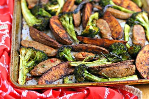 sausage-potato-and-broccoli-sheet-pan-dinner image