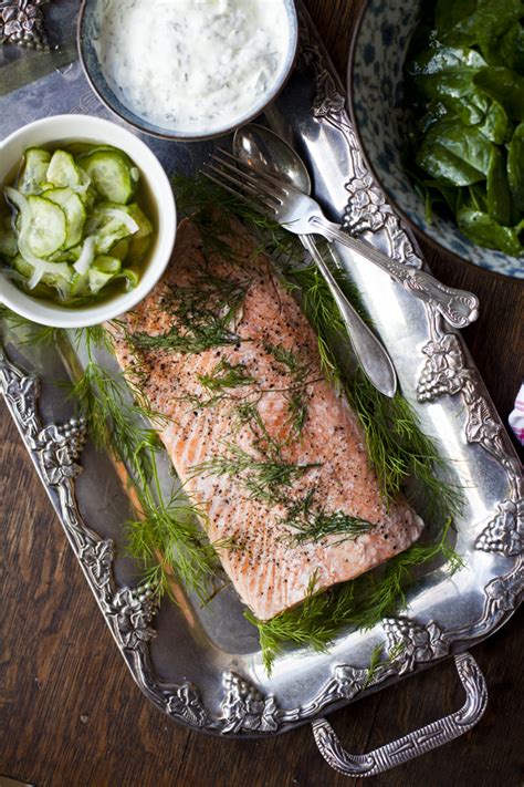 poached-salmon-with-cucumber-pickle-and-dill-creme image