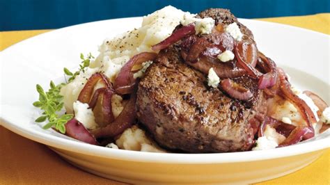 steaks-with-balsamic-onions-and-gorgonzola image