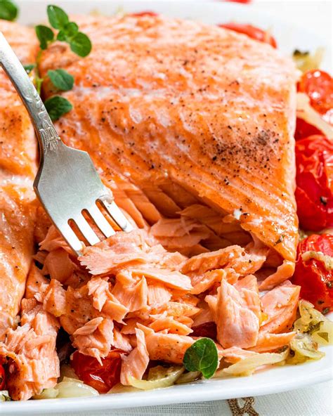 baked-salmon-with-roasted-tomatoes-jo-cooks image