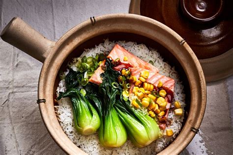 ginger-crispy-rice-with-salmon-and-bok-choy image