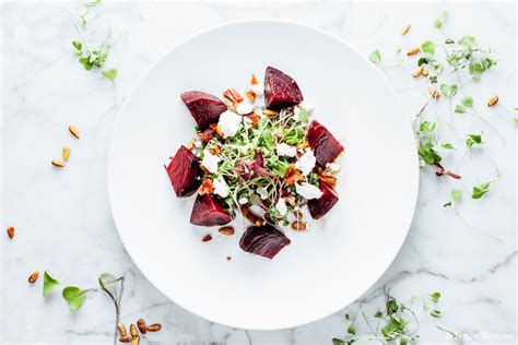 warm-beet-salad-with-microgreens-bacon-and-goat image