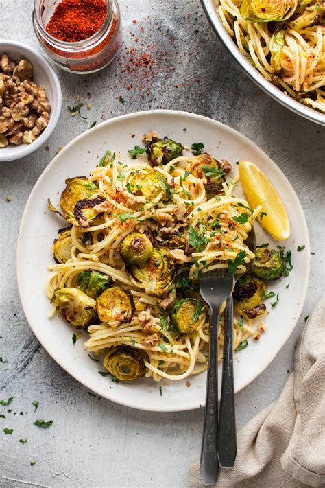 roasted-brussel-sprout-pasta-lazy-cat-kitchen image