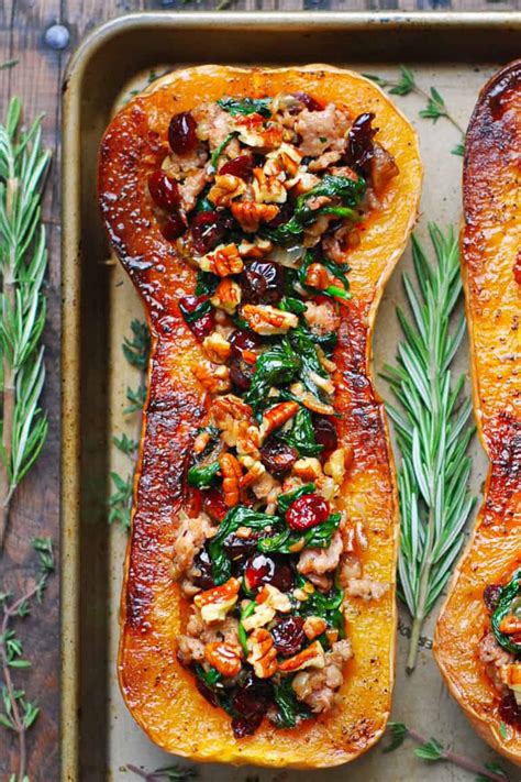 sausage-stuffed-butternut-squash-with-spinach image