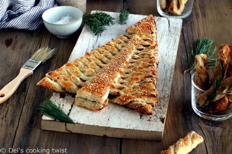 puff-pastry-christmas-tree-appetizer-dels-cooking-twist image