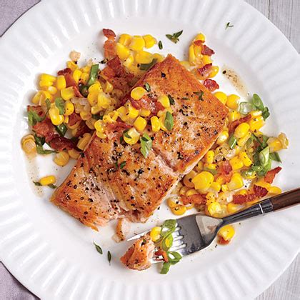 seared-salmon-with-sweet-corn-and-bacon-saut image