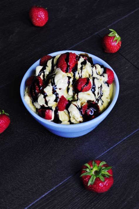 ice-cream-with-strawberries-and-balsamic-reduction image
