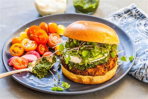 curry-spiced-lentil-burgers-with-cilantro-chutney image
