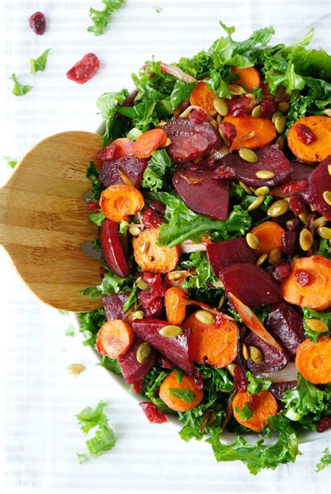 roasted-beets-and-carrots-kale-salad-haute-healthy image