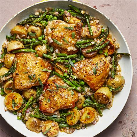 skillet-chicken-thighs-with-spring-vegetables-and-shallot image