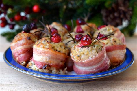 christmas-kitchen-bacon-wrapped-stuffing-bites-rachel image