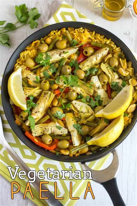 vegetarian-paella-with-artichokes-and-olives-easy-cheesy image