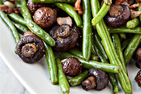 sauteed-green-beans-with-bacon-mushrooms-good image
