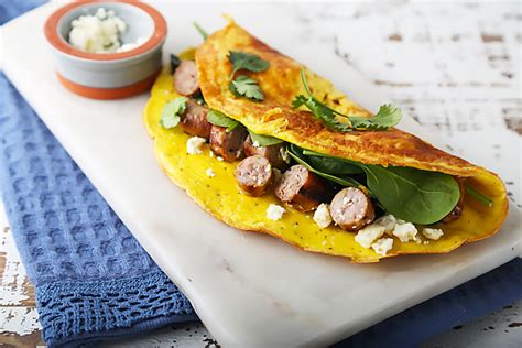 keto-recipe-sausage-spinach-feta-cheese-omelette image