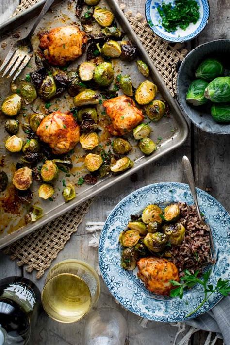 chicken-and-brussels-sprouts-sheet-pan-dinner image